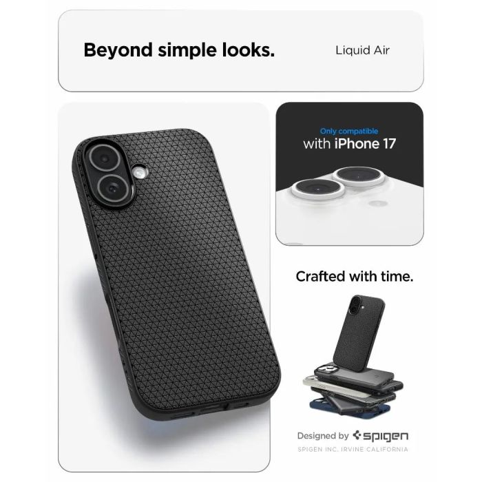 Чехол Spigen для iPhone 17, Liquid Air, Matte Black