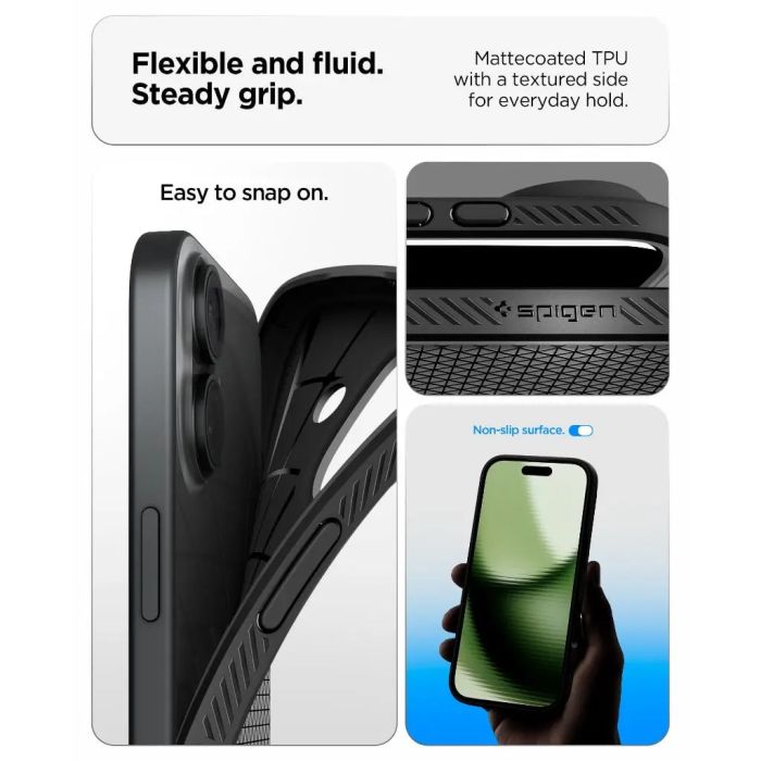 Чехол Spigen для iPhone 17, Liquid Air, Matte Black