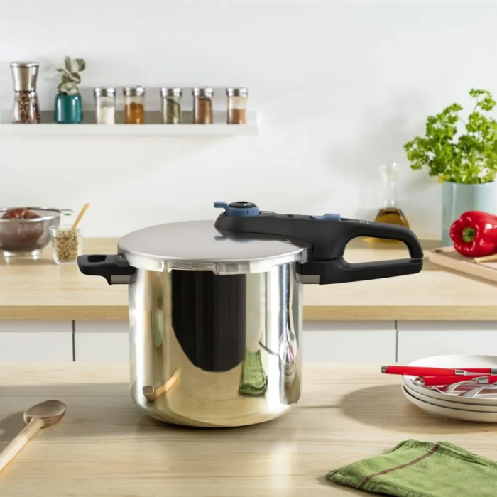 Скороварка Tefal Secure Trendy, 8л, с паровой корзинкой, нержавеющая сталь, пластик