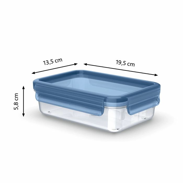Контейнер Tefal Master Seal Eco 0,8л, прямокутний, пластик, прозорий, блакитний