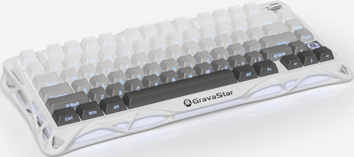 Клавіатура механічна GravaStar Mercury K1 80keys, GravaStar x Kailh Cheery Pink, EN/UKR, BT/WL/USB, білий