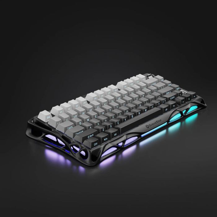 Клавіатура механічна GravaStar Mercury K1 80keys, GravaStar x Kailh Cheery Pink, EN/UKR, BT/WL/USB, чорний