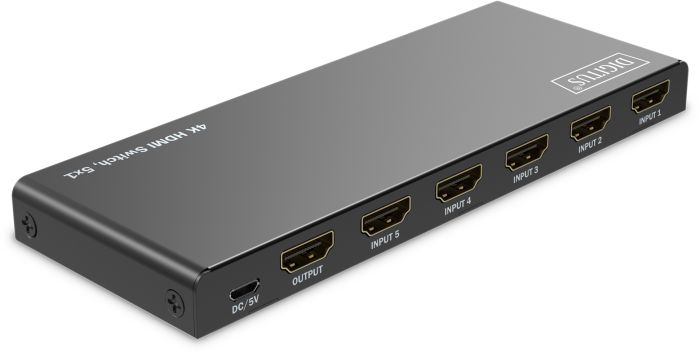 Видеокоммутатор DIGITUS UHD HDMI (INx5 - OUTx1), 4K