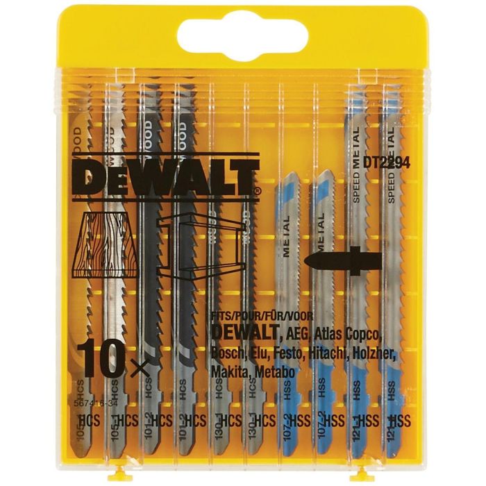 Полотно пиляльне для електролобзика DeWalt по дереву та металу, набір 10шт