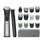 Триммер Philips Series 9000 для бороды, усов,головы, тела, интим.зон, акум., насадок-17, OneBlade в компл., сталь, серый