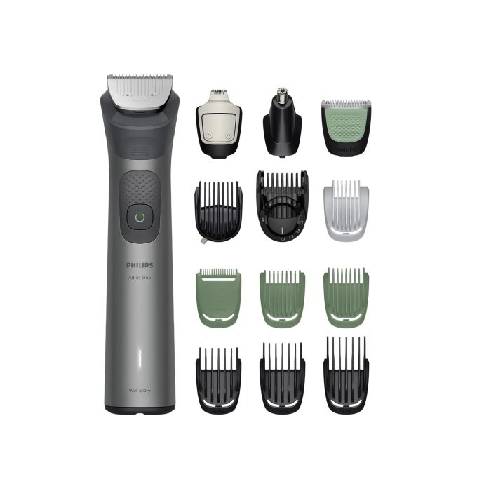 Триммер Philips Series 7000 для бороды, головы, тела, акум., насадок-15, сталь, серый