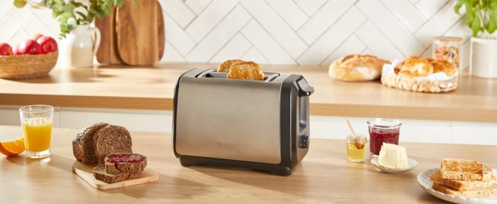 Тостер Tefal Subito 1100Вт, розморожування, щипці, нерж. сталь, чорний