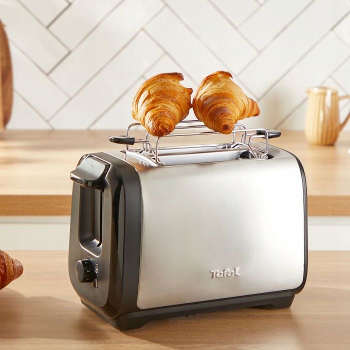 Тостер Tefal Subito 1100Вт, розморожування, щипці, нерж. сталь, чорний