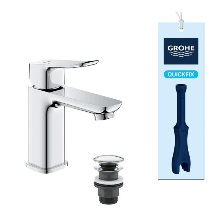 Змішувач для раковини Grohe QuickFix Dice S-розміру, довж. виливу - 106мм, неповоротний, 1 важіль, хром