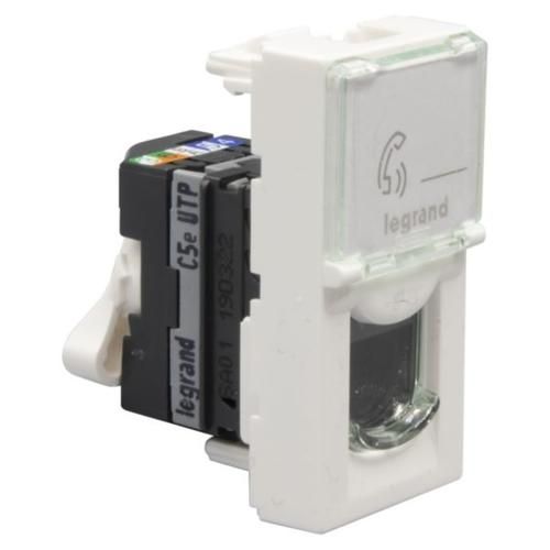 Розетка Legrand Mosaic, CAT 5e, RJ45, UTP, інформаційна, 1 модуль, білий