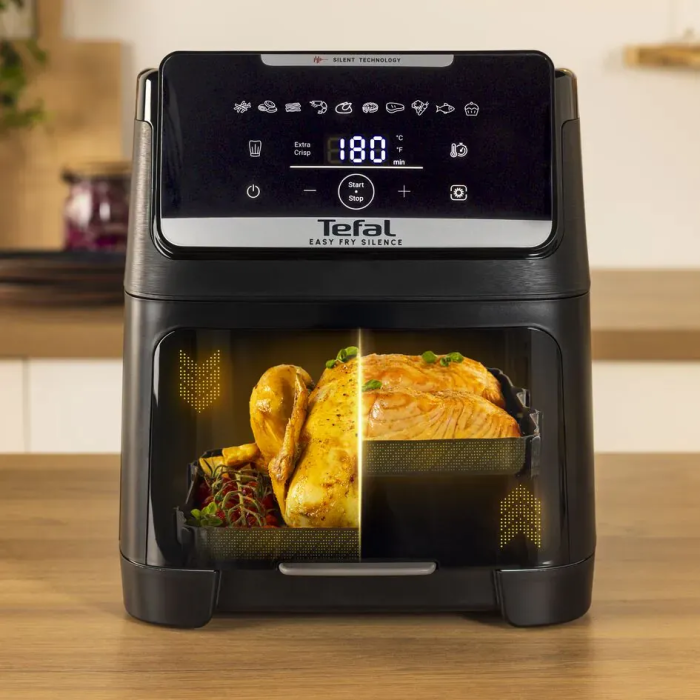 Мультипечь Tefal Easy Fry Silence XXL, 1800Вт, чаша-7л, сенсорное управл., пластик, черный