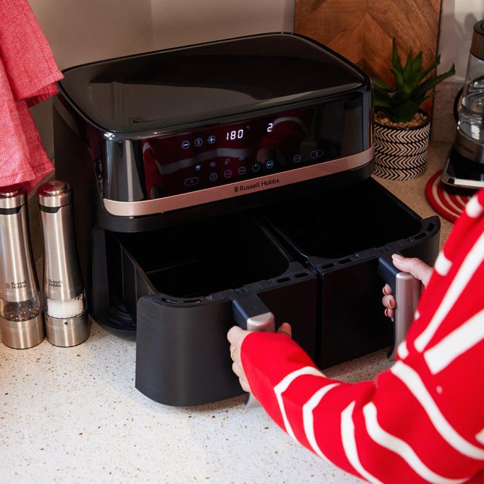 Мультипіч Russell Hobbs Satis Fry DualBaske 2800Вт, чаша-4.5/4.5л, сенсорне управл., 9 авто. программ, пластик, чорний