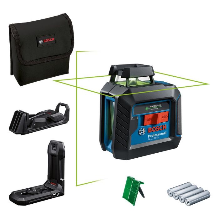 Нивелир лазерный Bosch GLL2-20G+LB10+DK10, до 10, ±0.2мм/м, 4AAx1.5В, IP64, чехлом, мишень, 0.9кг