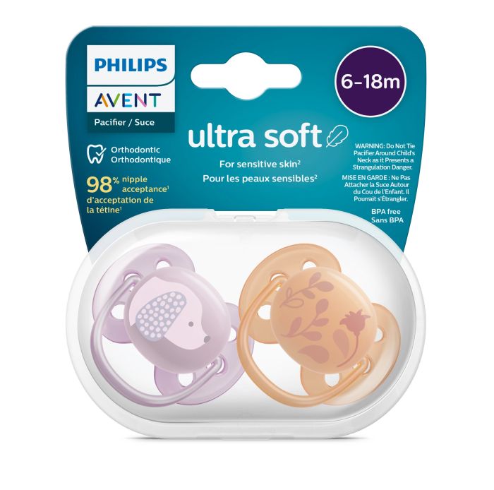 Пустышка Avent Ultra Soft, 6-18 мес., Дизайн для девушек, 2 шт.