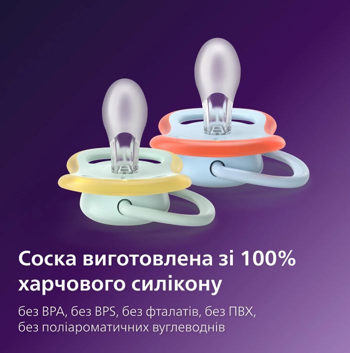 Пустушка  Avent  Ultra Air, 0-6 міс., 2 шт, дизайн для хлопчиків.