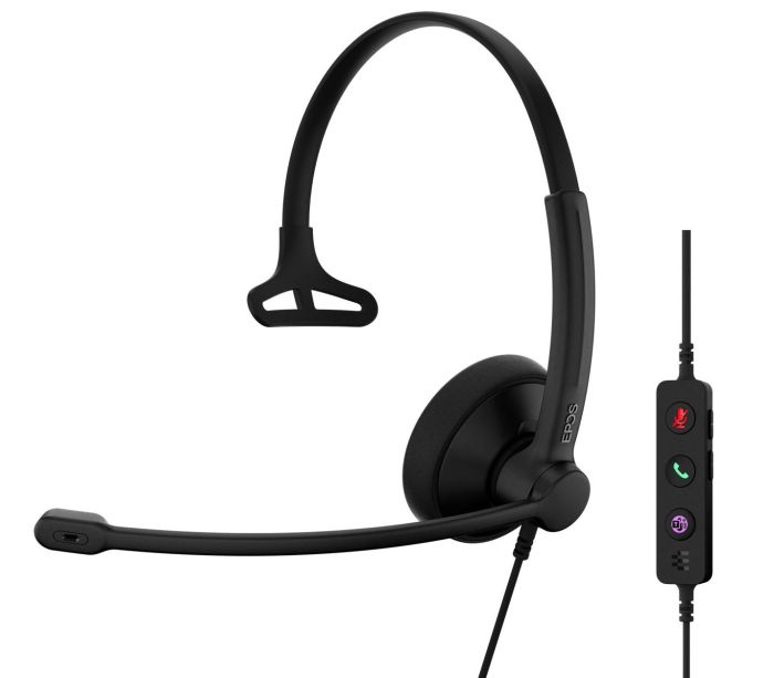 Гарнитура компьютерная моно On-Ear EPOS IMPACT 100 MS, USB C + A, Microsoft Teams, односпрямований, 2м, Черный