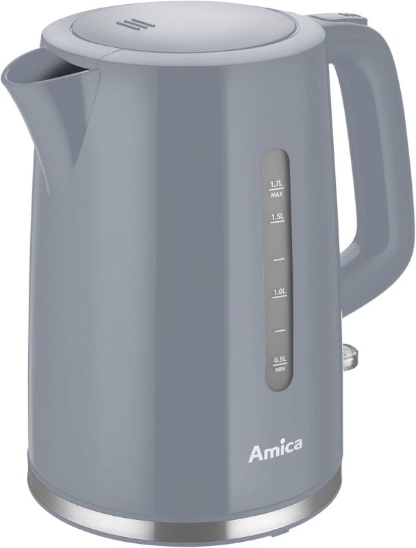 Електрочайник Amica 1.7л, пластик, сірий
