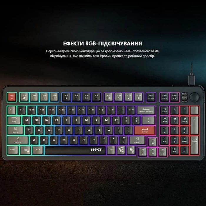 Клавиатура мембранная MSI FORGE GK110 UA 98key, USB-A, EN/UKR/RU, LED, чорний