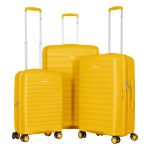 Набір валіз 2E, Aero, поліпропілен, (L+M+S), TSA, 4 колеса, EXP, бурштиново-жовтий