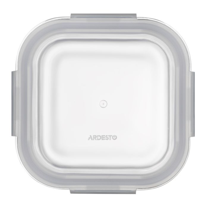 Контейнер для зберігання харчових продуктів Ardesto Gemini 0.8л, боросилікатне скло, пластик, квадратний, прозорий