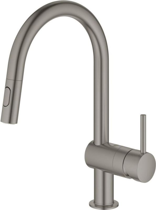 Смеситель для кухни Grohe Minta, длина излива - 223мм, поворотный/вытяжной, графит темный матовый