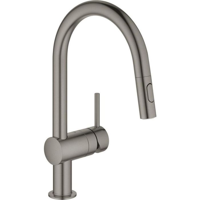 Змішувач для кухні Grohe Minta, довж.виливу - 223мм, поворотний/витяжний, графіт темний матовий