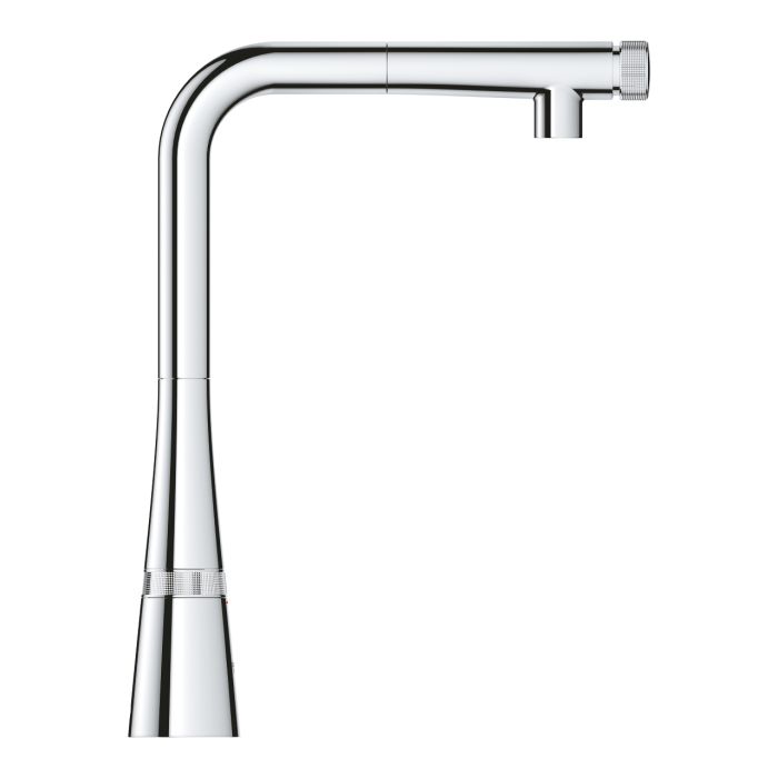 Смеситель для кухни Grohe Scala Smart Control, длина излива - 318мм, поворотный/вытяжной, кнопка/вращающаяся рукоять, хром