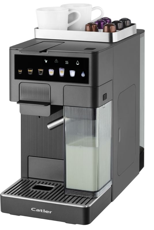 Кофеварка Catler капсульная Renzo 1.6л, капсулы, молотый кофе, сенс. управл., автом. капучинатор, серый