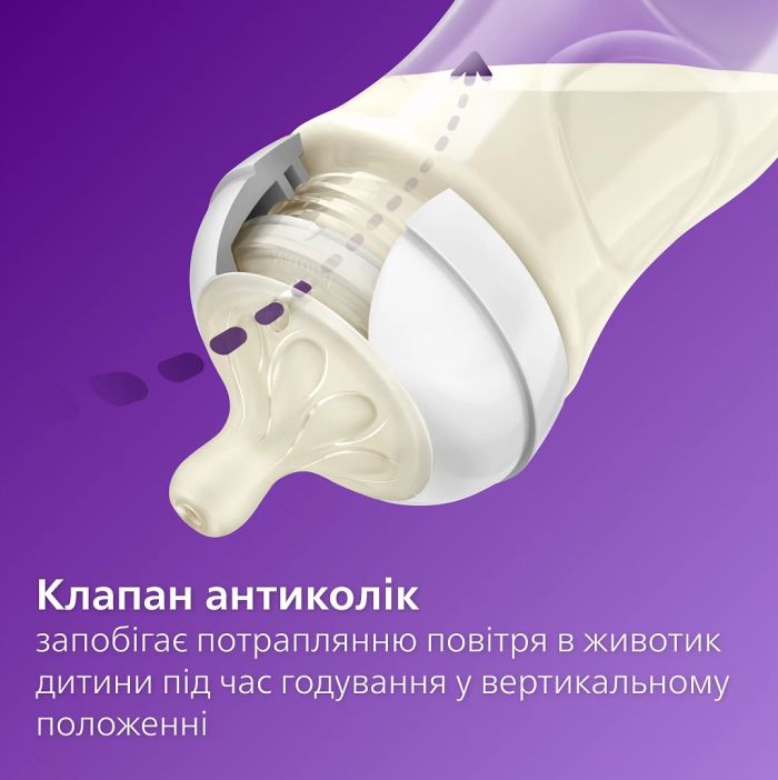 Набір пляшка для годування Avent Natural 125 мл, природній потік + Пустушка Ulta Air 0-6м