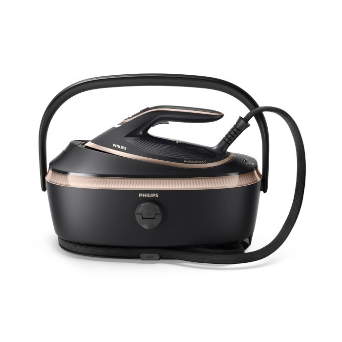Парогенератор Philips PerfectCare 8000, 3120Вт, 1400мл, паровий удар -800гр, верт. відпарювання, нерж. сталь, чорний