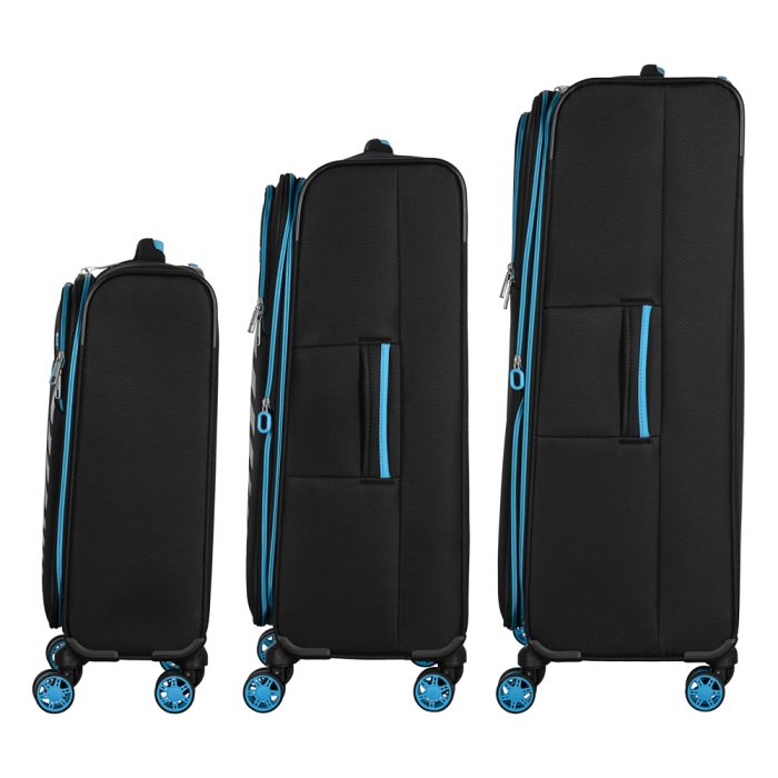 Набор чемоданов 2E, Trek, (L+M+S), TSA, 4 колеса, + 3 рюкзака Cabin (2E-BPET-CABIN-BK), полиестр, черный