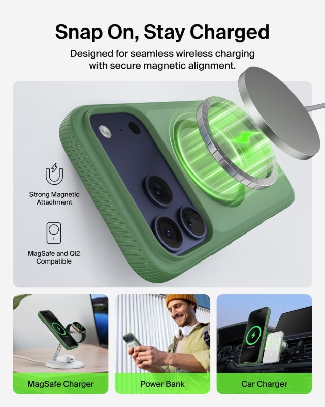 Чехол Belkin для iPhone 17 Pro Max, Magnetic Protective Grip, Sage
