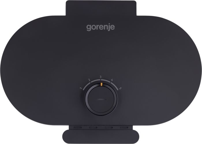 Мини-гриль Gorenje 1200Вт, алюминий, пластина д/вафель, корпус-металл, черный