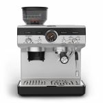 Кавоварка Krups ріжкова Precision+, 3.5л, вдубована кавомолка, ручний капучинатор, 15 бар, чорний-сірий