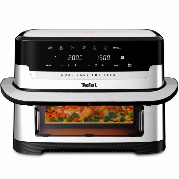 Мультипечь Tefal Dual Easy Fry Flex, 2700Вт, чаша-5.5+3.5л, сенсорное управл., 2 чаши, гриль, пластик, черный-нерж. сталь