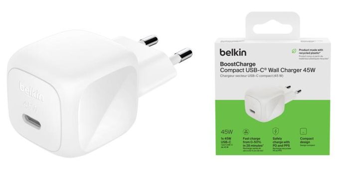 Зарядний пристрій мережевий Belkin 45Вт USB-С PD PPS, білий
