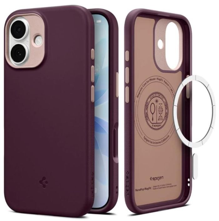 Чехол Spigen для iPhone 17, Nano Pop MagFit, Burgundy Bean