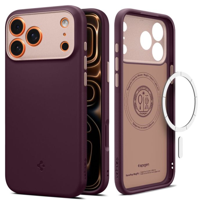 Чехол Spigen для iPhone 17 Pro Max, Nano Pop MagFit, Burgundy Bean