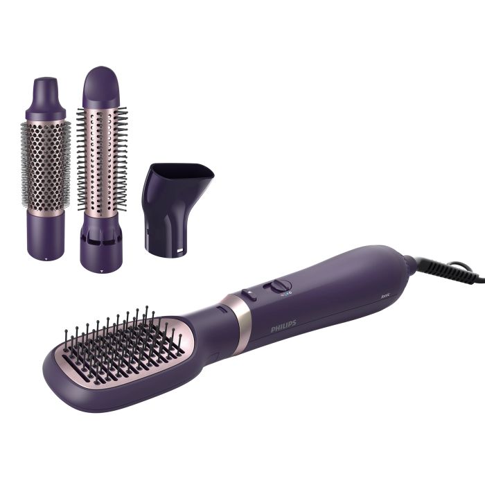Фен-щітка Philips 3000 Series, 800Вт, 3 режими, іонізація, 4 насадки, фіолетовий