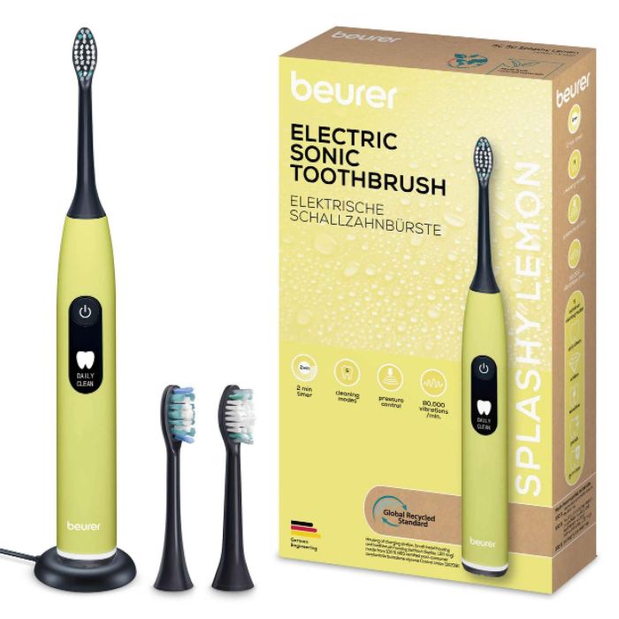 Щітка зубна електр. Beurer, Splashy Lemon GP, 80т. колив/хв, насадок-2, 5 режимів , лимонний