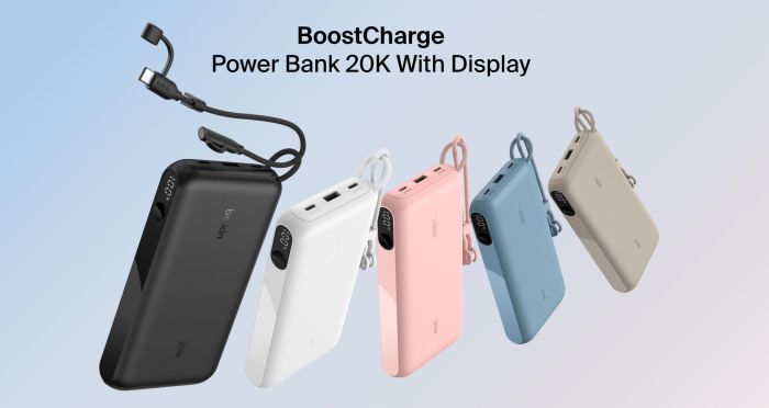 Аккумулятор портативный литий-ионный Power Bank Belkin 20000мА·ч, 20Вт, с дисплеем, черный