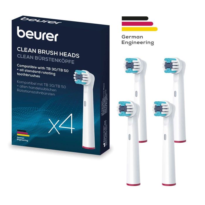 Насадки к зубным щеткам Beurer TB 15/30/50 Clean, интенсивная чистка, 4 шт в комплекте, белые