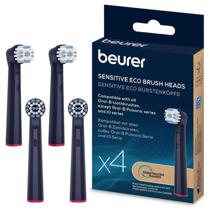 Насадки до зубних щіток Beurer TB 15/30/50 Sensitive GP, делікатне чищення, 4 шт в комплекті, синій