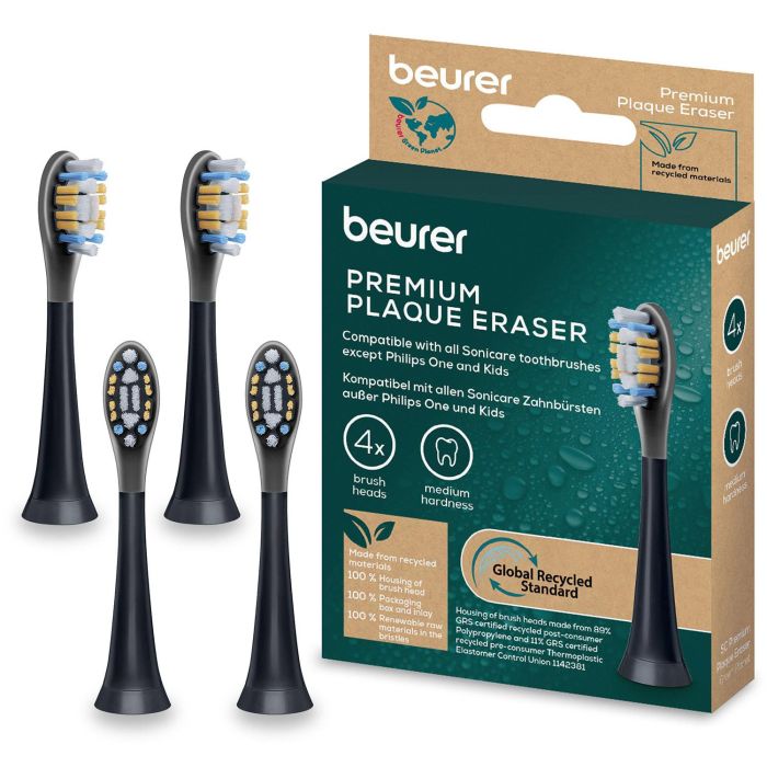 Насадки до зубних щіток Beurer SC 30/50 Premium Plaque Eraser, проти нальоту, 4 шт в комплекті, чорні