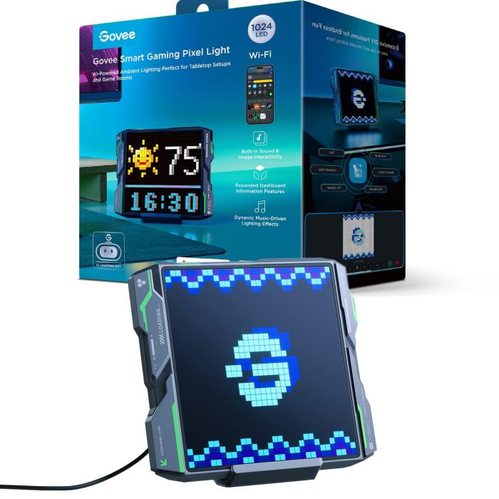 Піксельний екран Govee H8630 LED Gaming Pixel Light 32x32 Pixels, RGBIC, WI-FI/Bluetooth, сірий