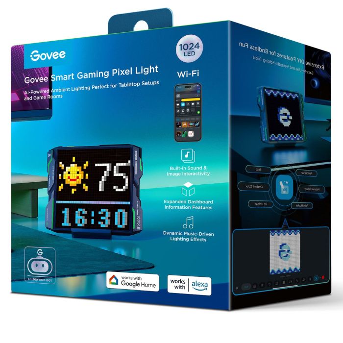 Пиксельный экран Govee H8630 LED Gaming Pixel Light 32x32 Pixels, RGBIC, WI-FI/Bluetooth, серый