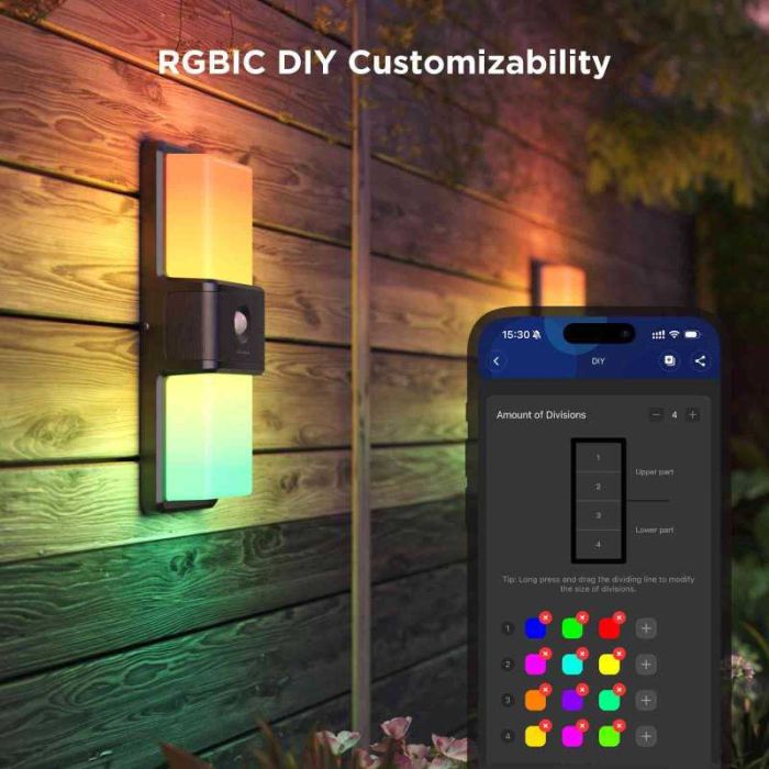Светильник Govee H7078 Smart Outdoor Wall light, RGBICWW, IP65, WI-FI/Bluetooth, білий