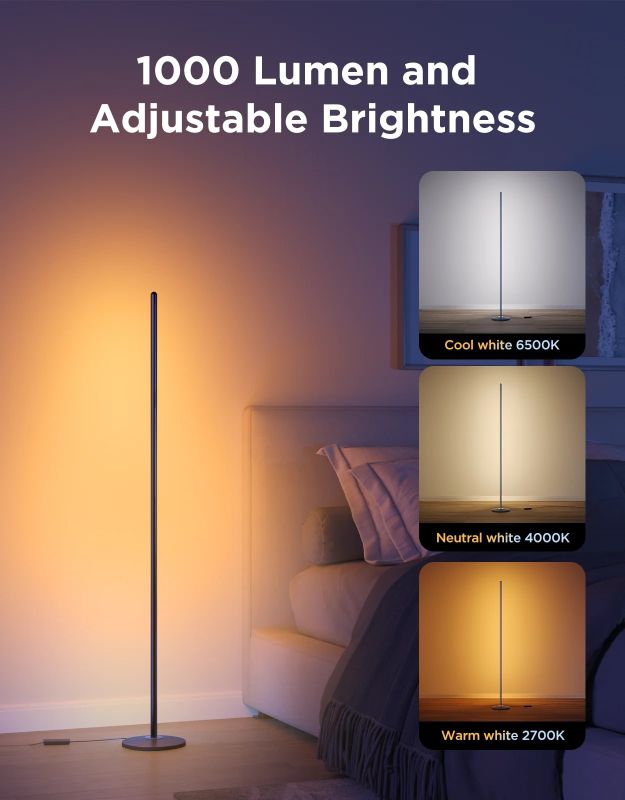 Торшер розумний Govee H8076 Govee Floor Lamp lite, 1000Lm, RGBWW+RGBIC+WW, WI-FI/Bluetooth, чорний