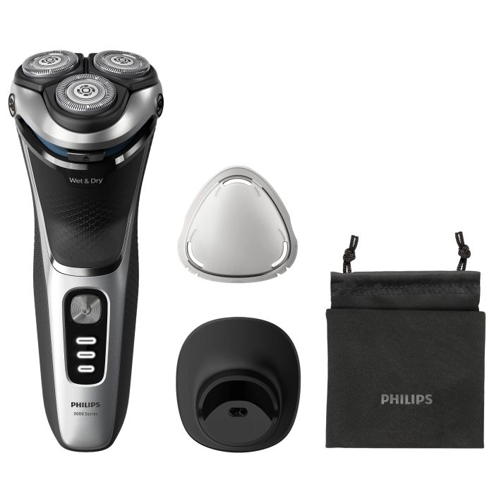Бритва електр. Philips Series 3000,  бритв.головок-3, Li-Ion, сух.+волог., тример,індикатор заряду, чохол, сірий