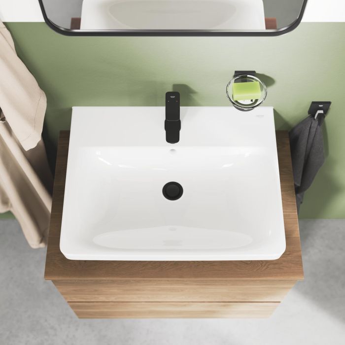 Смеситель для раковины Grohe QuickFix Dice Black S-размера, дл. излива – 106мм, неповоротный, 1 рычаг, черный матовый